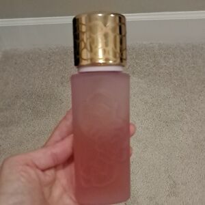 Vintage Quelques FLEURS Houbigant Paris Pink Glass Perfume Bottle with Gold Cap